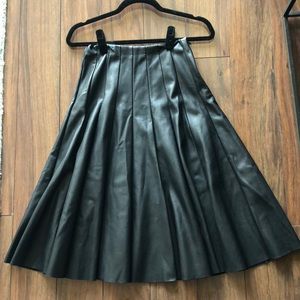 Vegan leather knee length skirt